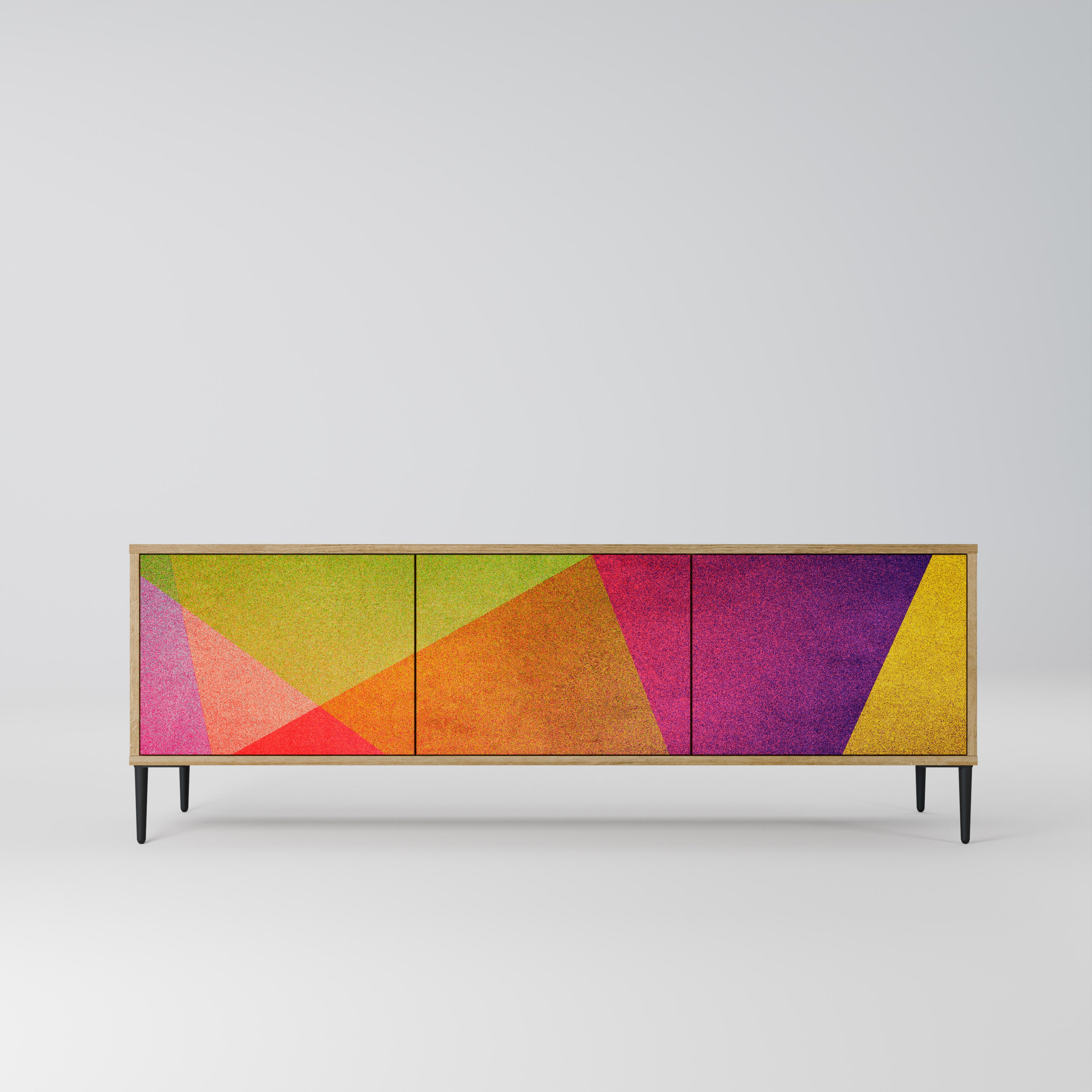 VIVID GEOMETRY 3-Door TV Stand in Oak Effect