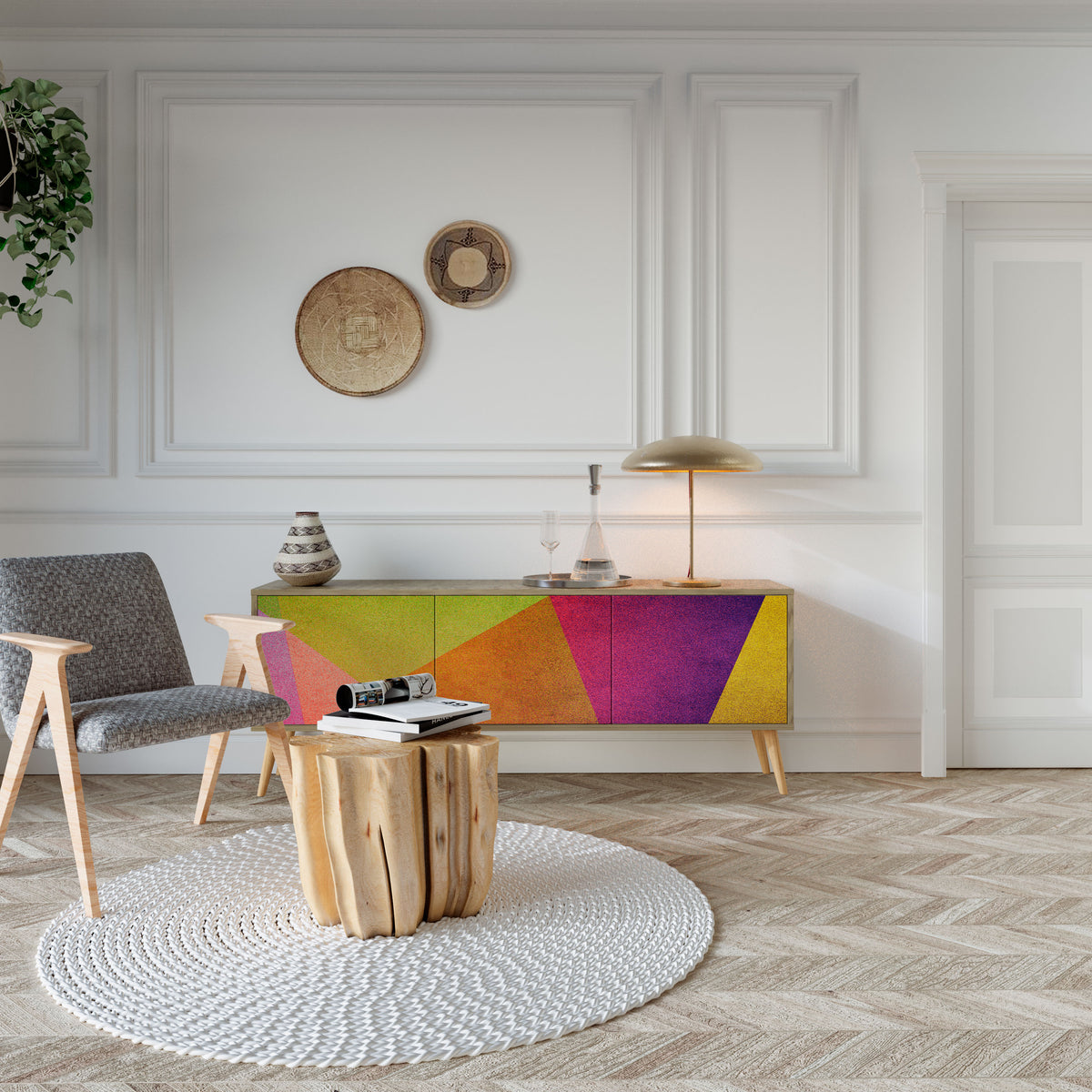 VIVID GEOMETRY Mueble de TV de 3 Puertas