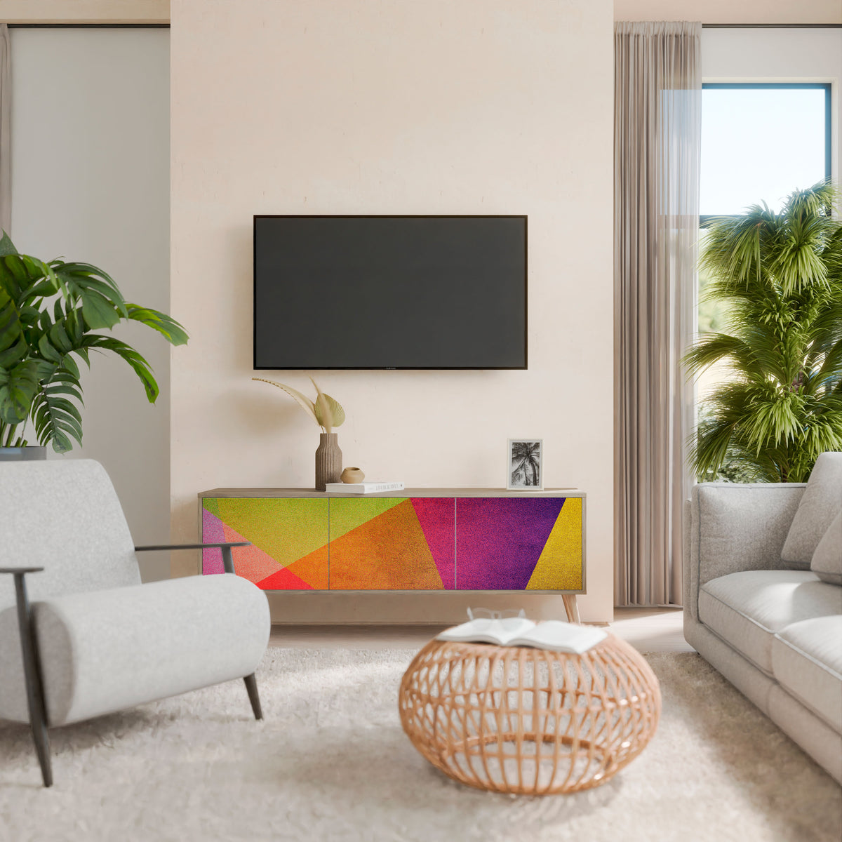 VIVID GEOMETRY Mueble de TV de 3 Puertas