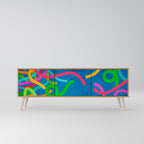 STREAMER TANGLE 3-Door TV Stand in Oak Effect