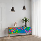 STREAMER TANGLE 3-Door TV Stand in Oak Effect