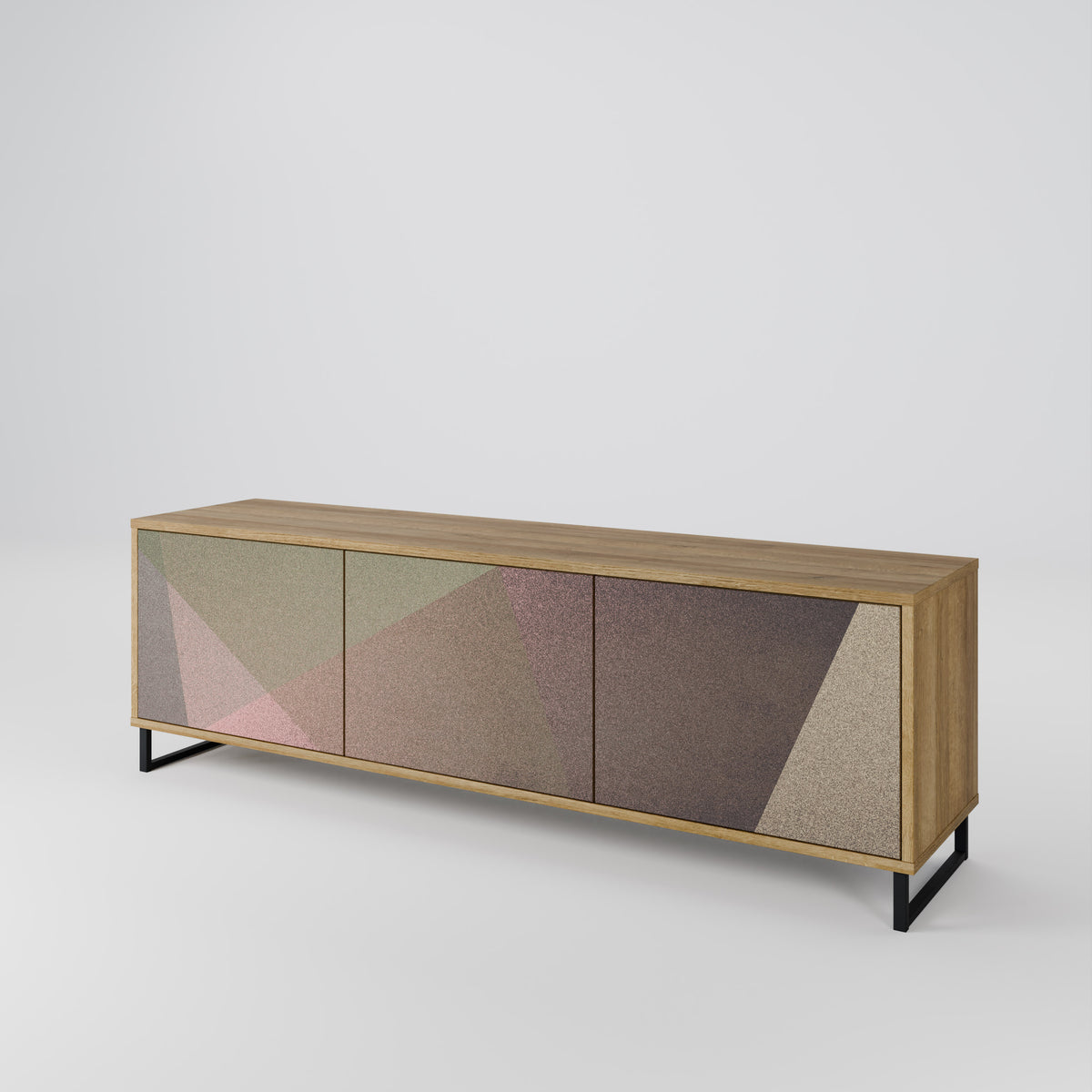 BEIGE GEOMETRY Mueble de TV de 3 Puertas