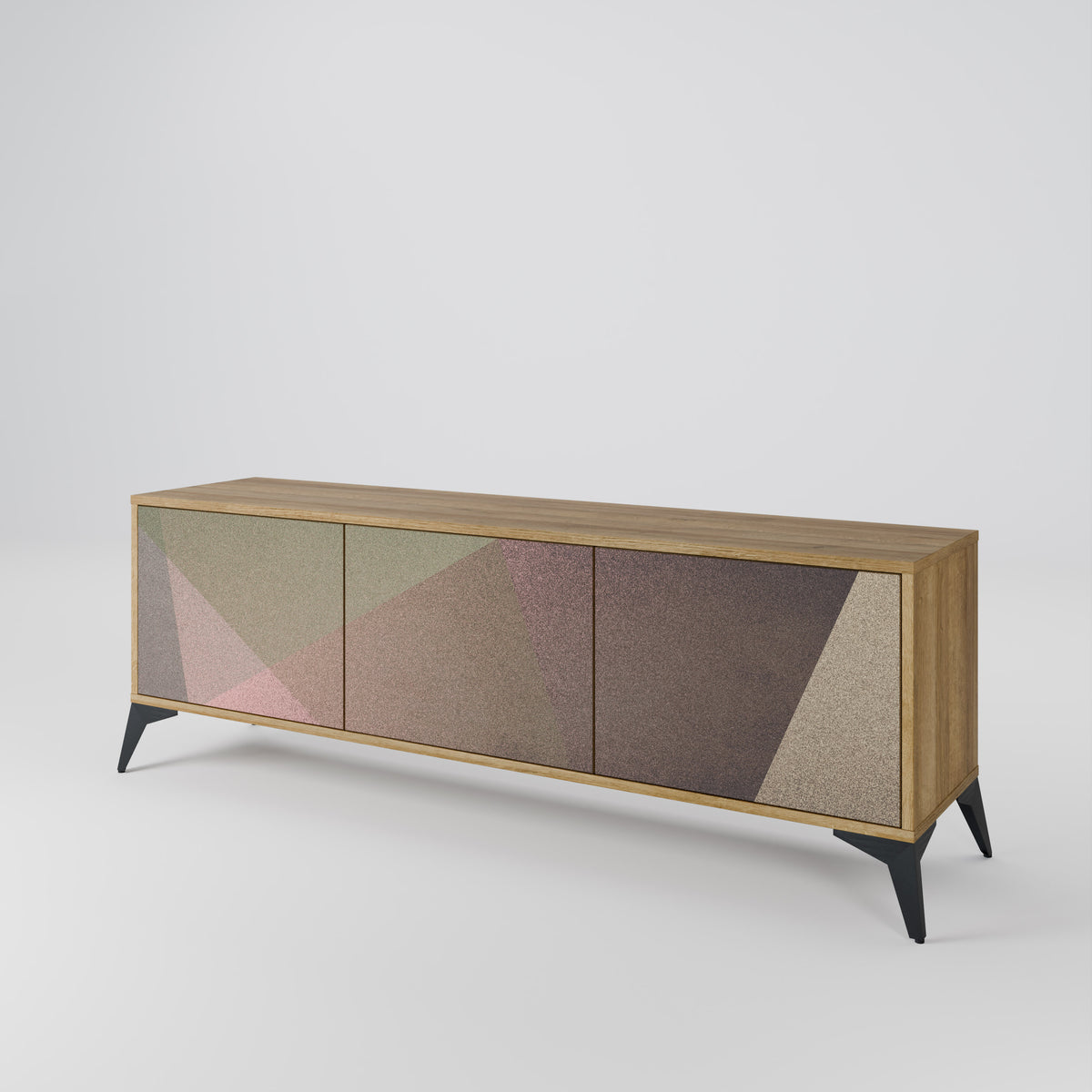 BEIGE GEOMETRY Mueble de TV de 3 Puertas