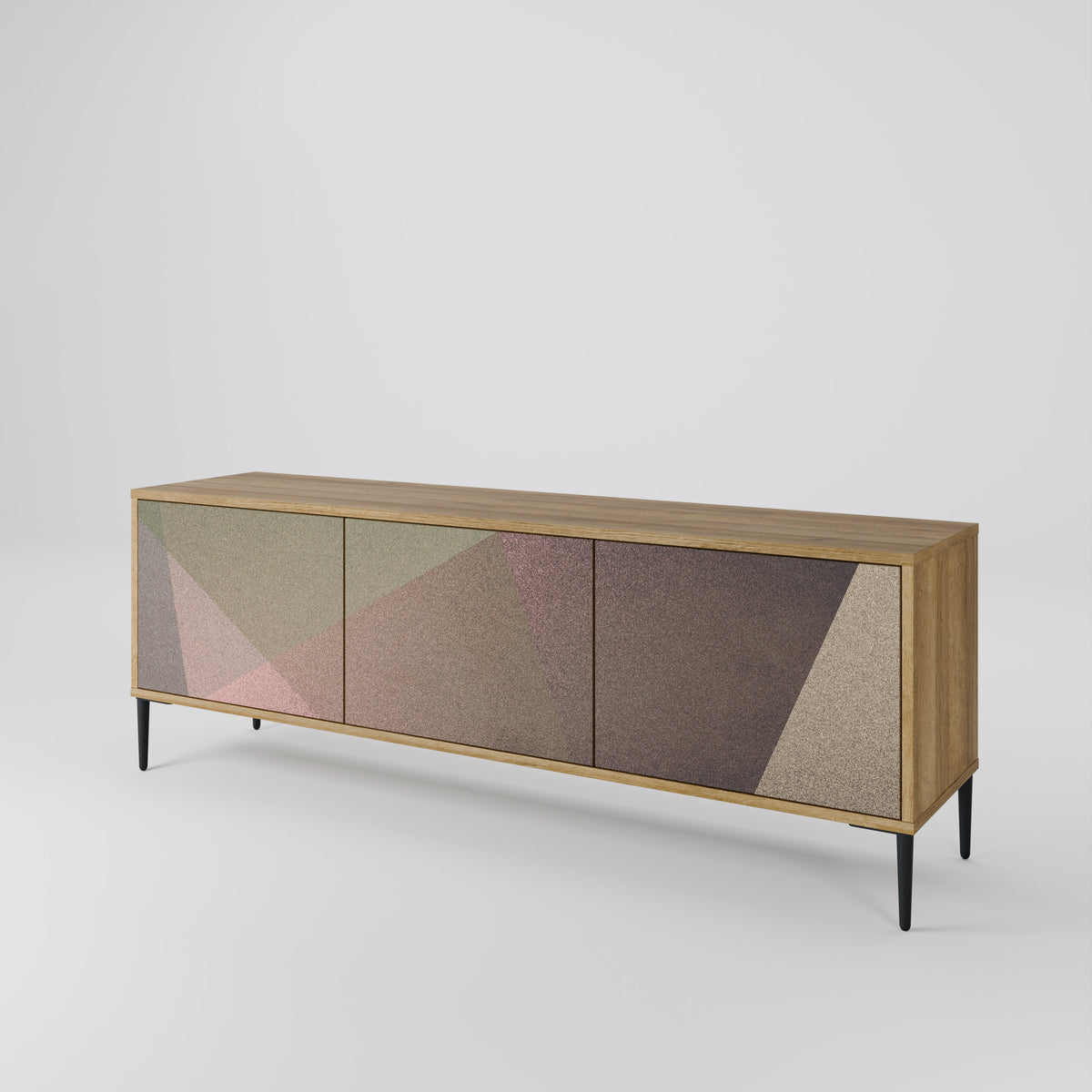 BEIGE GEOMETRY Mueble de TV de 3 Puertas