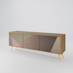 BEIGE GEOMETRY 3-Door TV Stand in Oak Effect