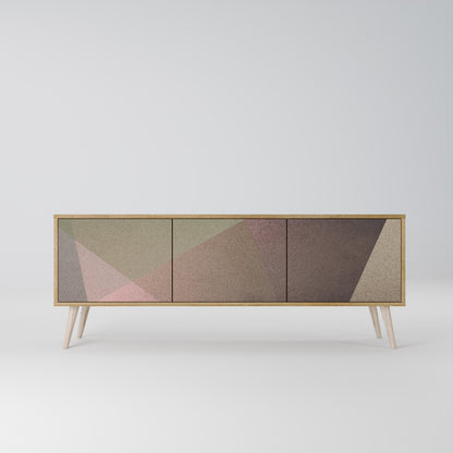 BEIGE GEOMETRY Mueble de TV de 3 Puertas