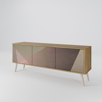 BEIGE GEOMETRY Mueble de TV de 3 Puertas