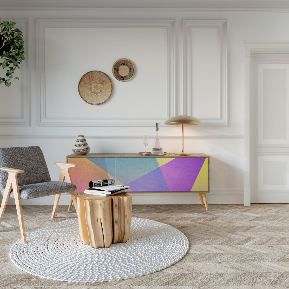 BRIGHT GEOMETRY Mueble de TV de 3 Puertas