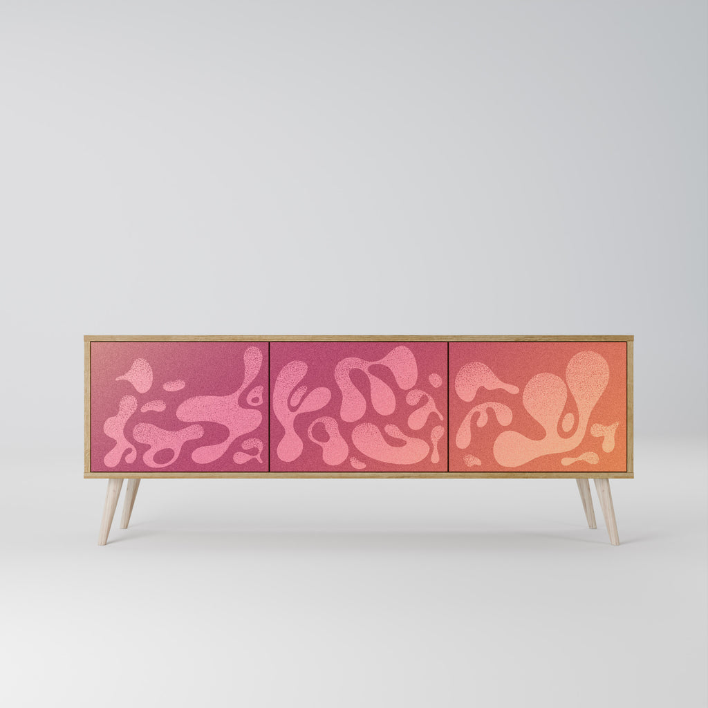 IRREGULAR PINK 3-Door TV Stand in Oak Effect
