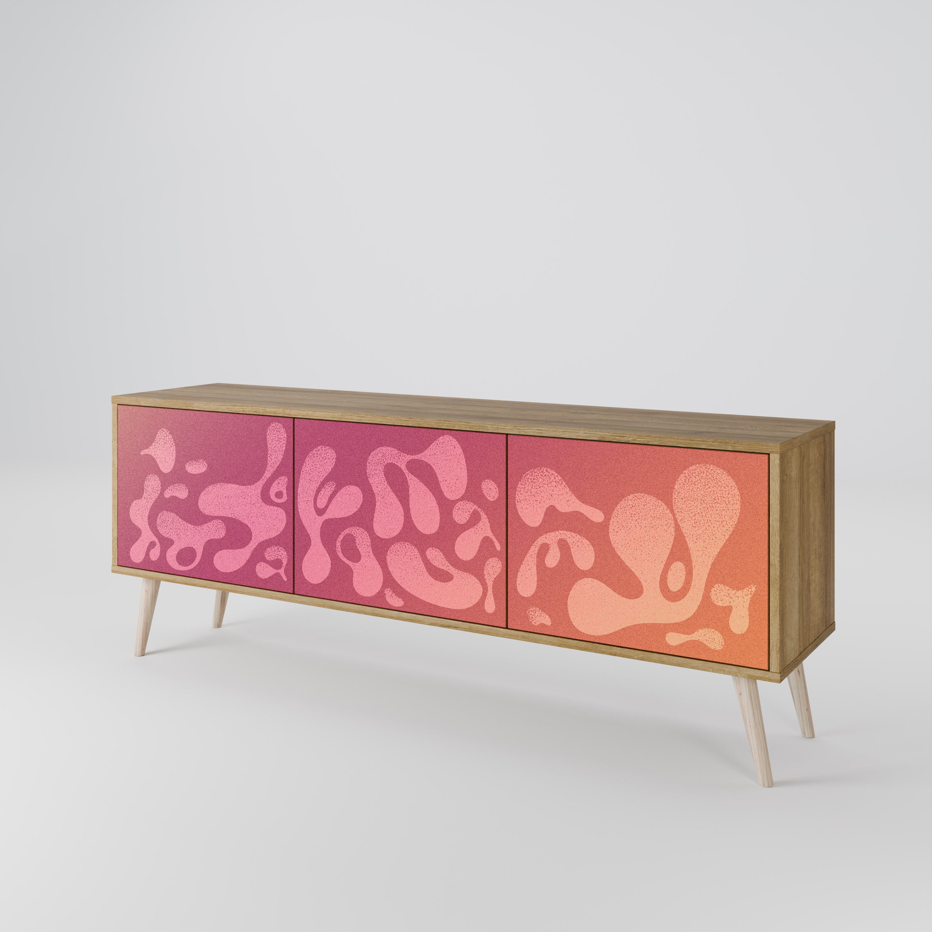 IRREGULAR PINK 3-Door TV Stand in Oak Effect