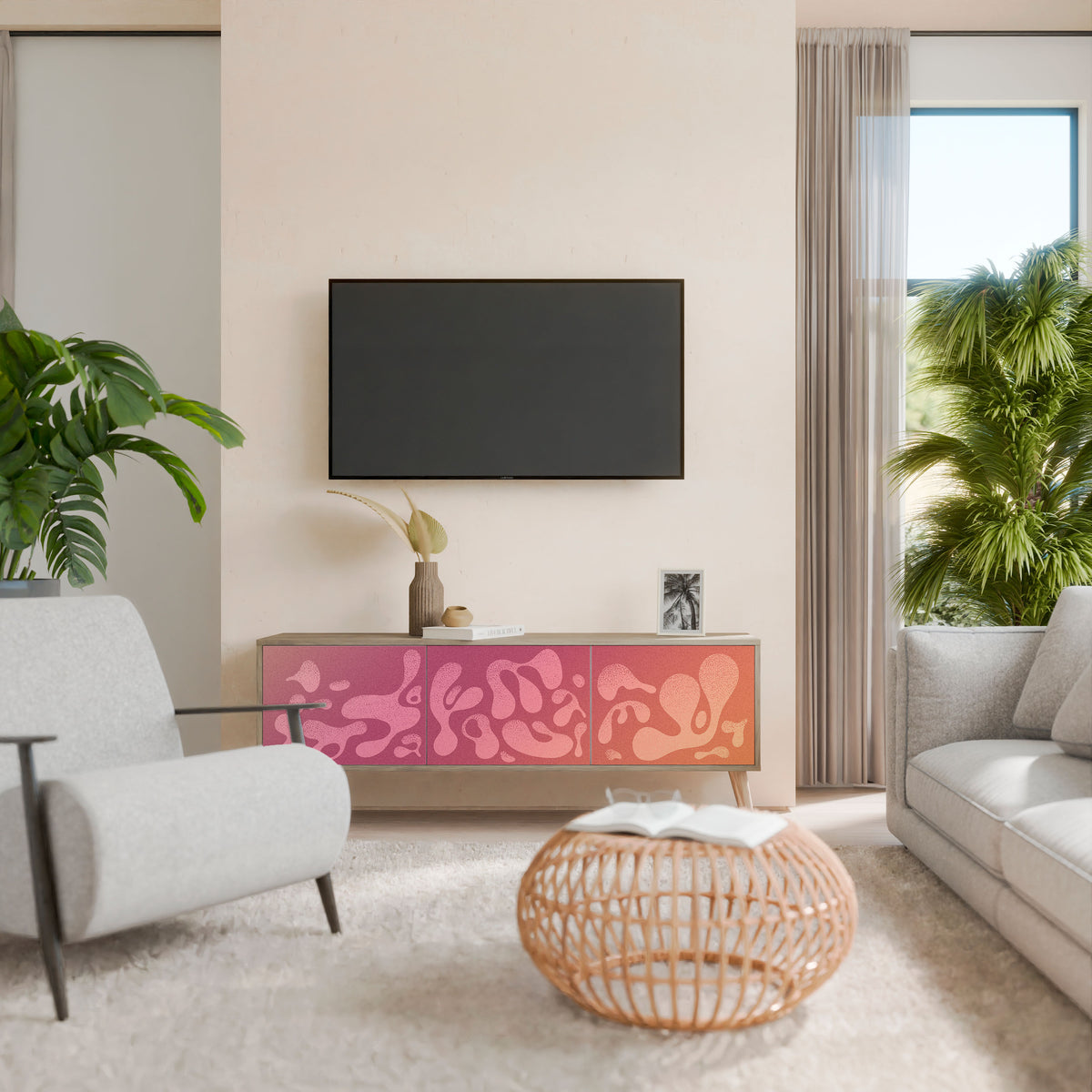 IRREGULAR PINK Mueble de TV de 3 Puertas