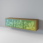 IRREGULAR BLUE 3-Door TV Stand in Oak Effect