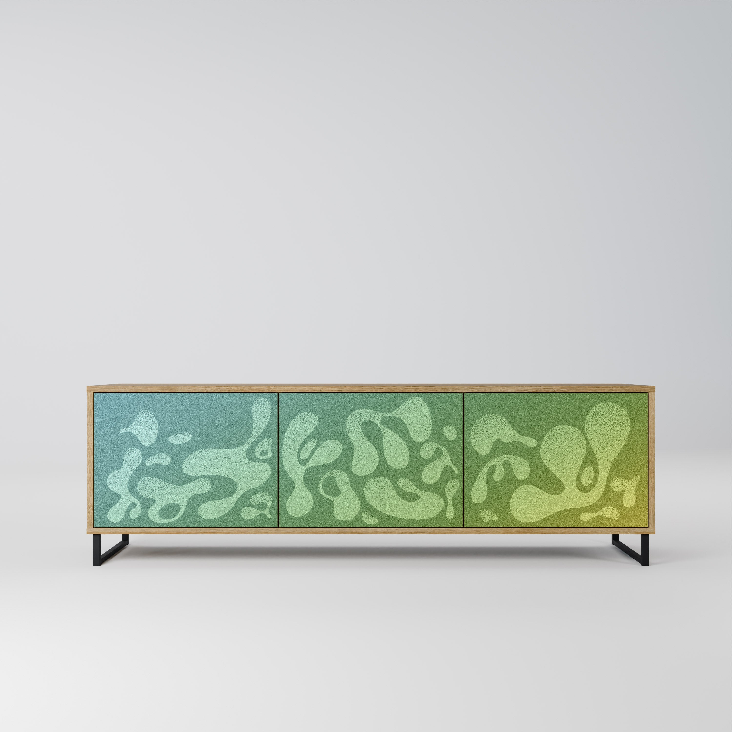 IRREGULAR BLUE 3-Door TV Stand in Oak Effect