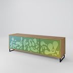 IRREGULAR BLUE 3-Door TV Stand in Oak Effect