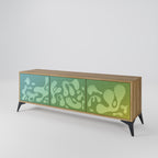 IRREGULAR BLUE 3-Door TV Stand in Oak Effect