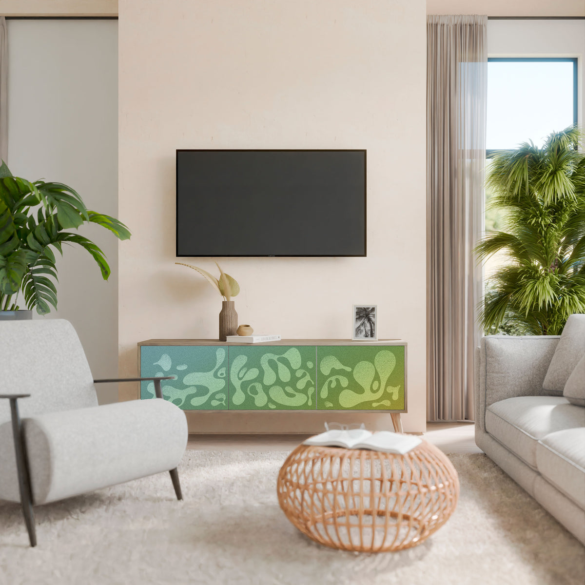 IRREGULAR BLUE Mueble de TV de 3 Puertas