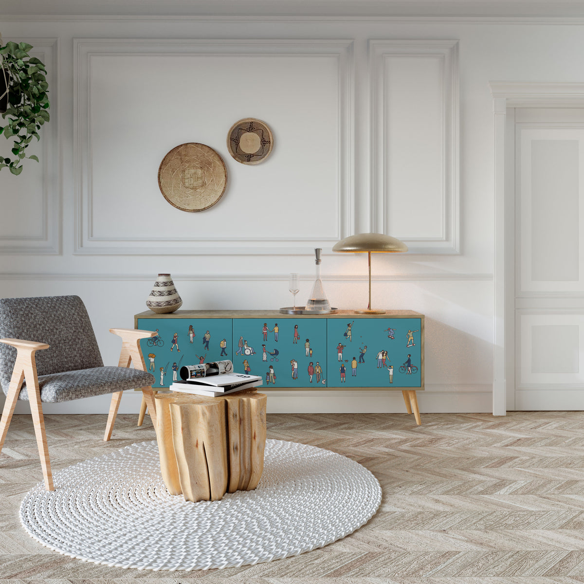 COLLECTIVE STREAM Mueble de TV de 3 Puertas