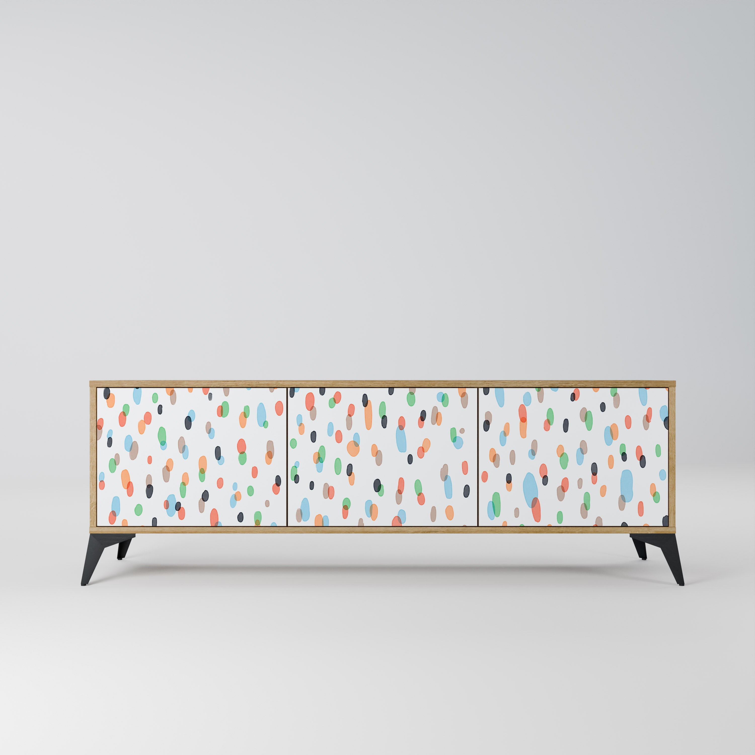 ENERGETIC SPOTS 3-Door TV Stand in Oak Effect