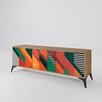 MAKESHIFT ARTISTRY 3-Door TV Stand in Oak Effect