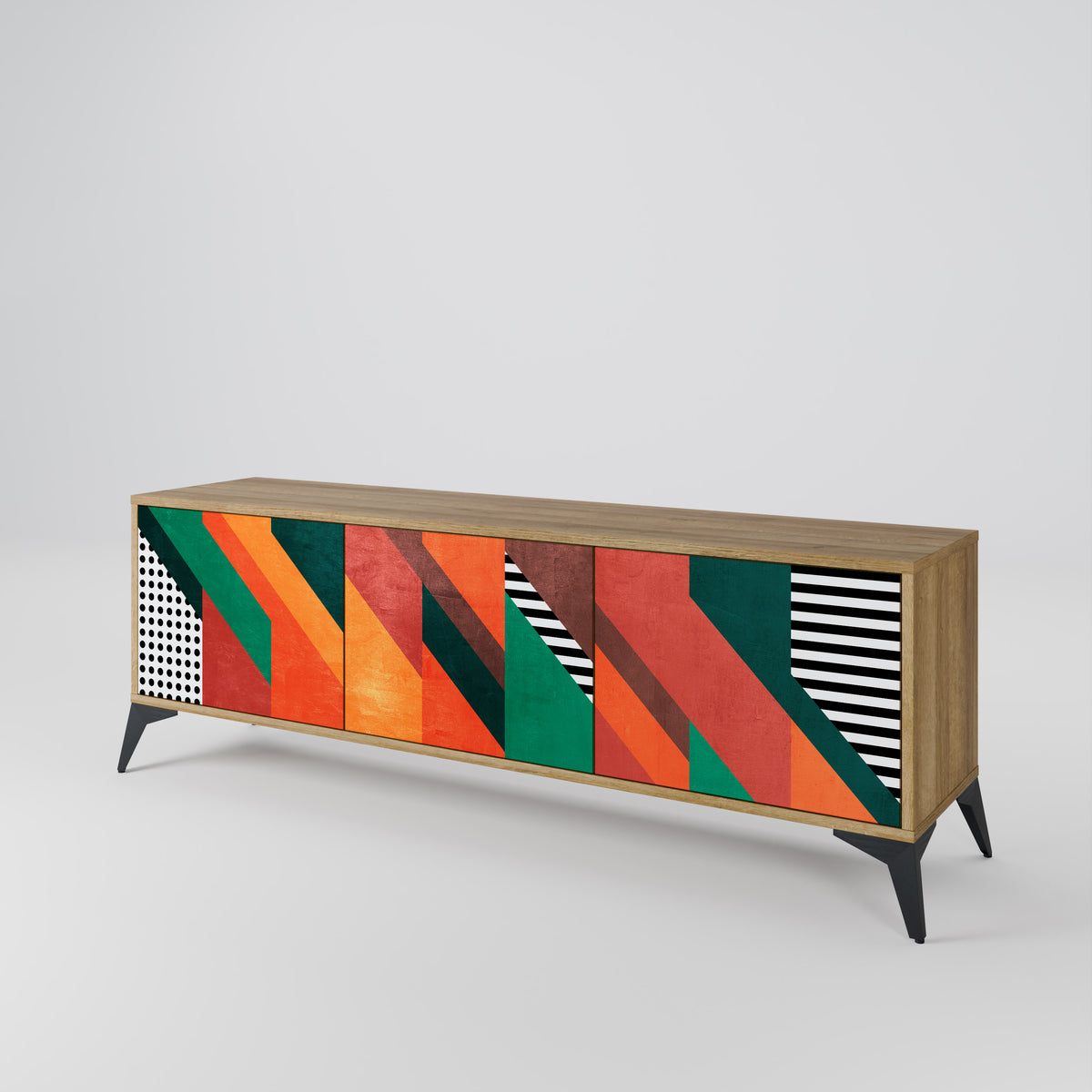 MAKESHIFT ARTISTRY Mueble de TV de 3 Puertas