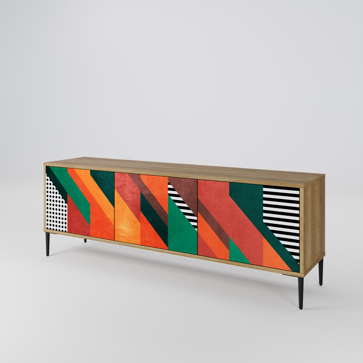 MAKESHIFT ARTISTRY Mueble de TV de 3 Puertas
