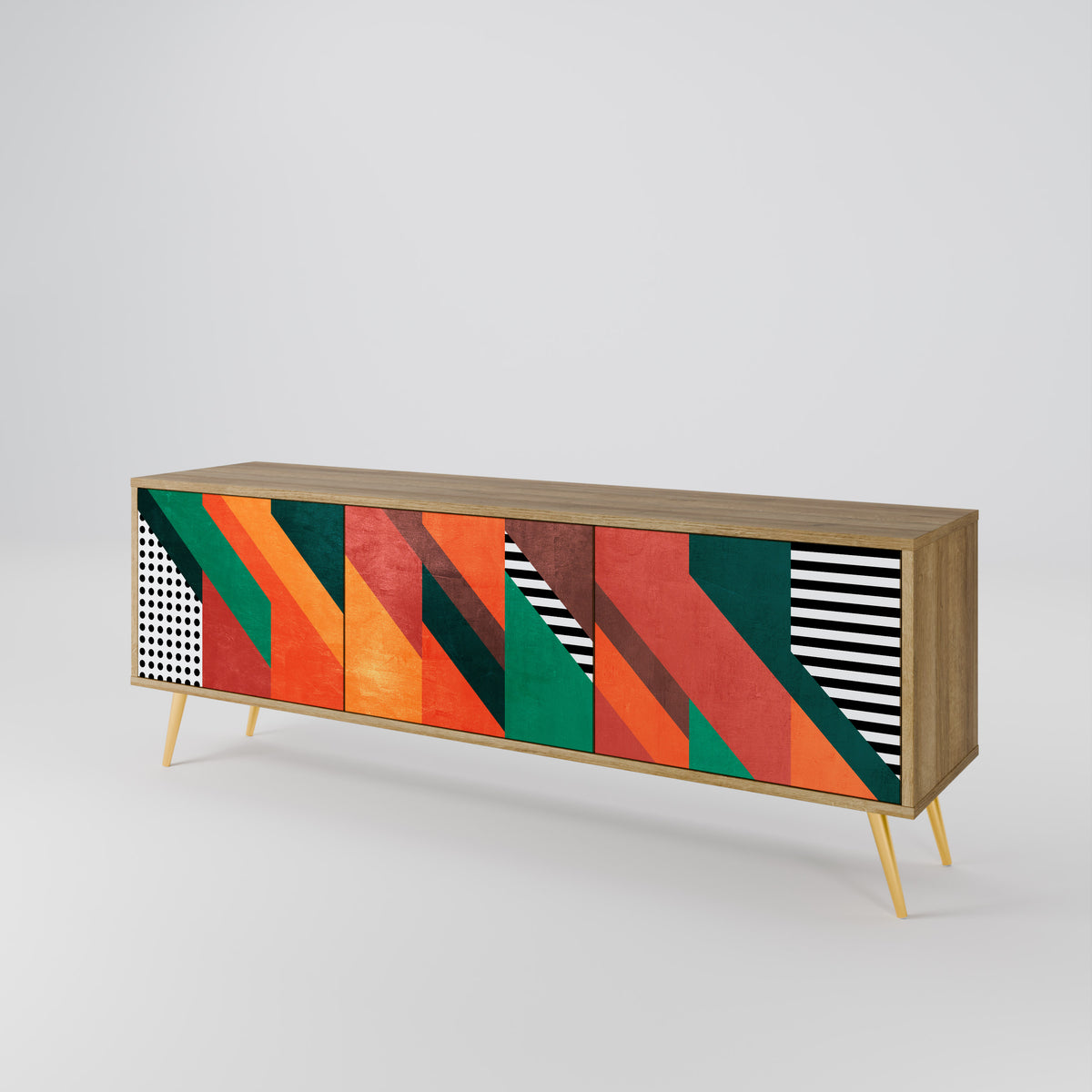 MAKESHIFT ARTISTRY Mueble de TV de 3 Puertas