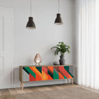 MAKESHIFT ARTISTRY 3-Door TV Stand in Oak Effect