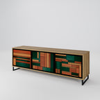 EARTHY FIGURES 3-Door TV Stand in Oak Effect