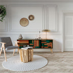 EARTHY FIGURES 3-Door TV Stand in Oak Effect