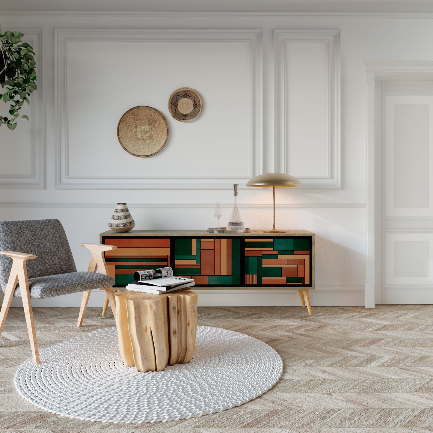 EARTHY FIGURES Mueble de TV de 3 Puertas