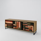 FIGURES OF NATURE 3-Door TV Stand in Oak Effect