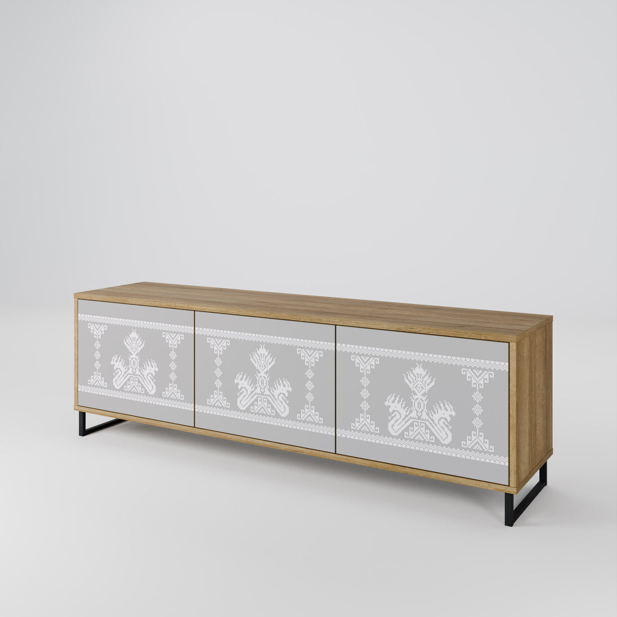 THAI GRAY Mueble de TV de 3 Puertas