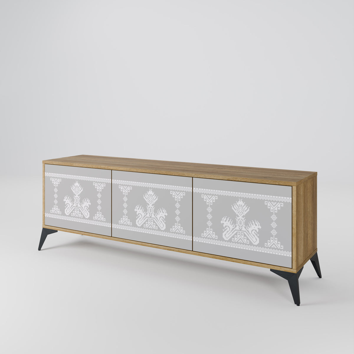 THAI GRAY Mueble de TV de 3 Puertas