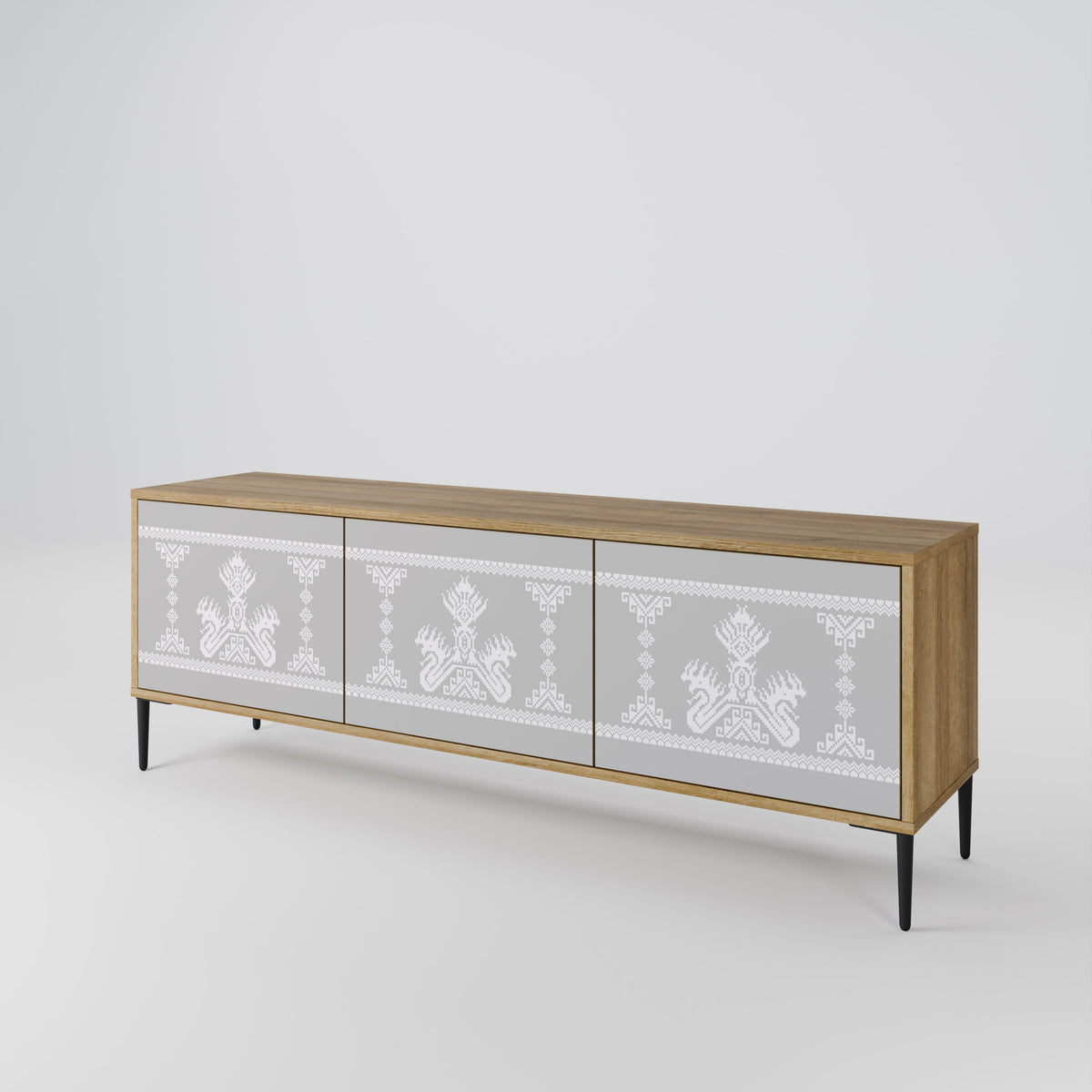 THAI GRAY Mueble de TV de 3 Puertas