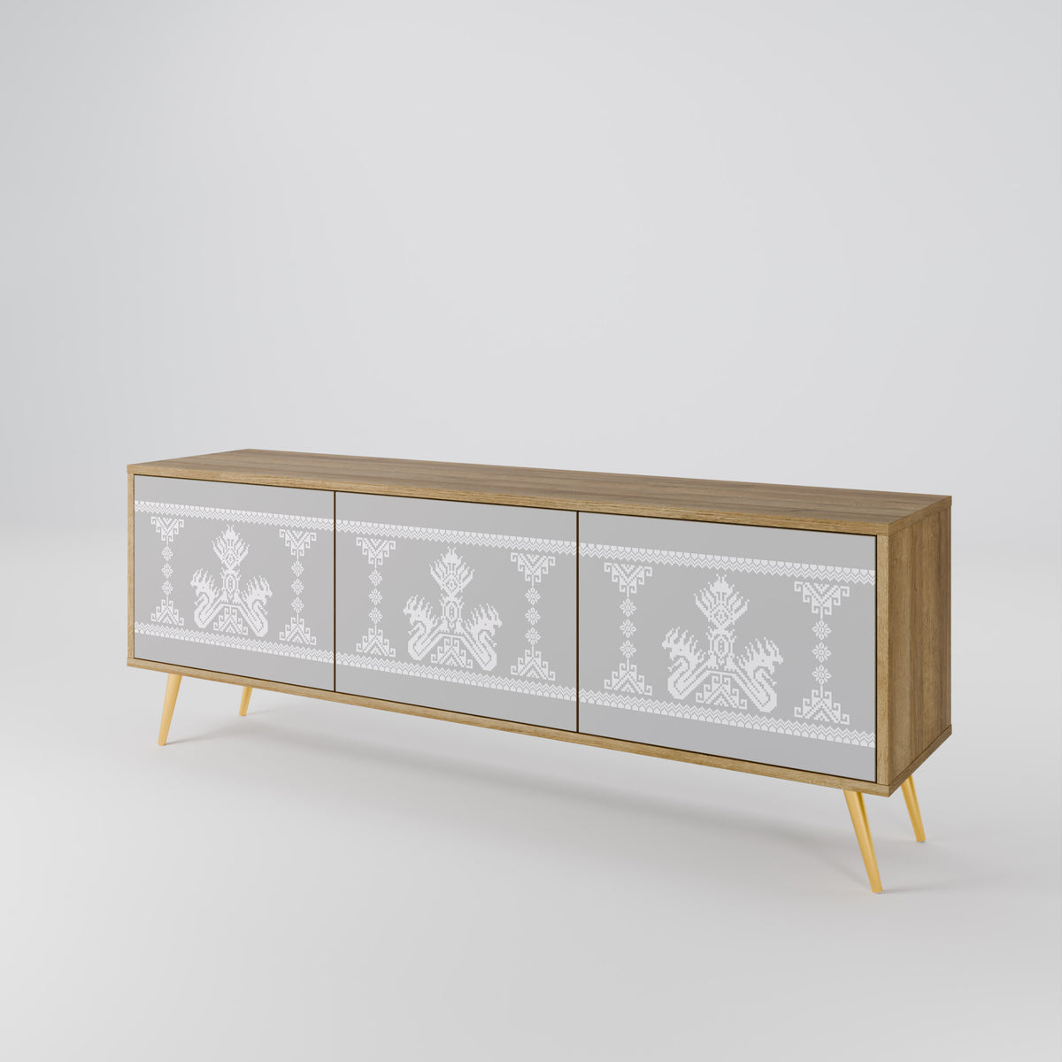 THAI GRAY Mueble de TV de 3 Puertas
