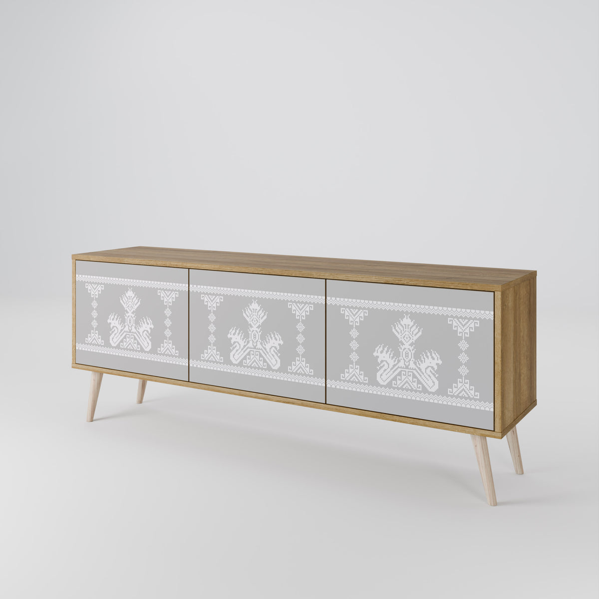 THAI GRAY Mueble de TV de 3 Puertas