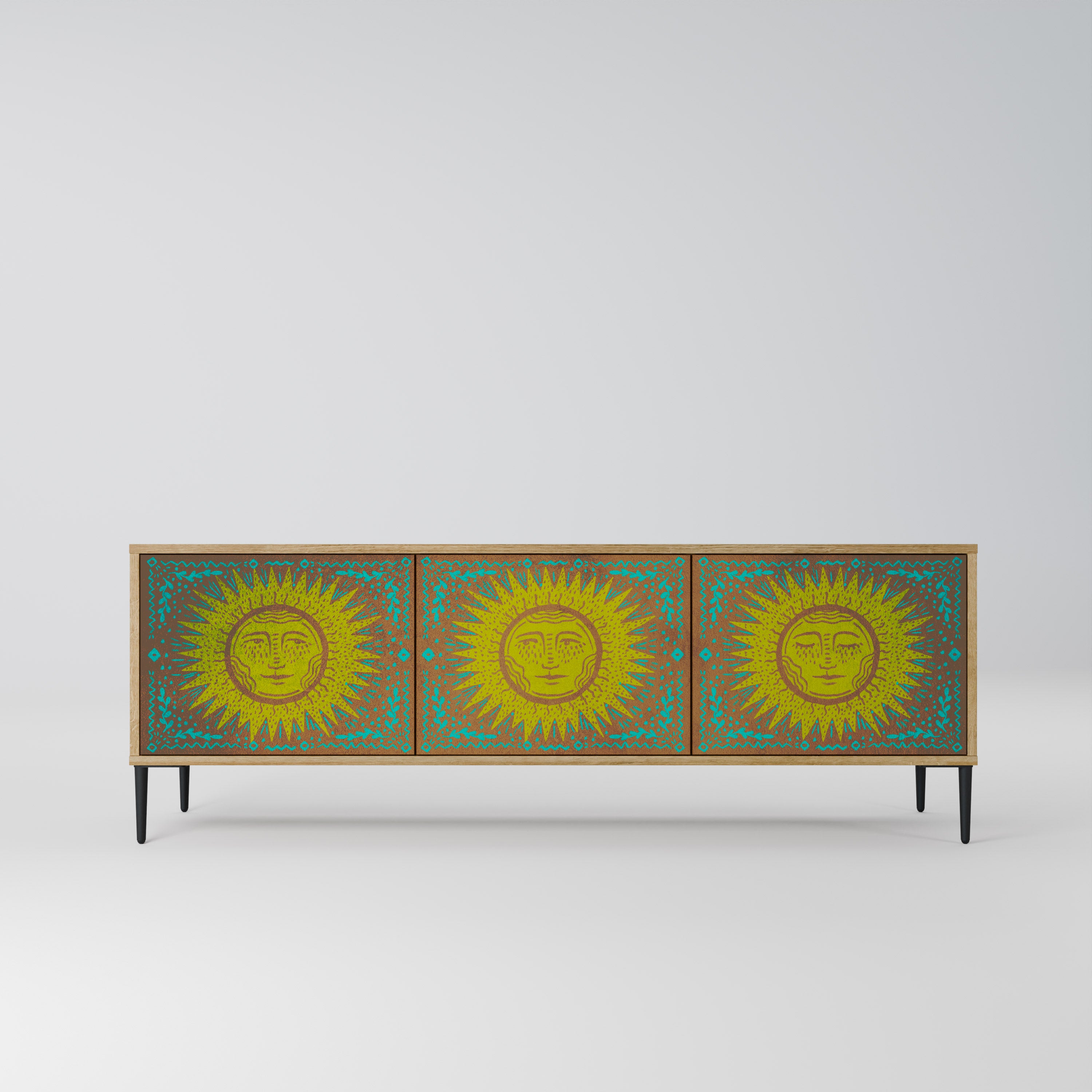 SUNSHINE EULOGY 3-Door TV Stand in Oak Effect