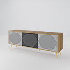 POLYGON ILLUSION 3-Door TV Stand in Oak Effect