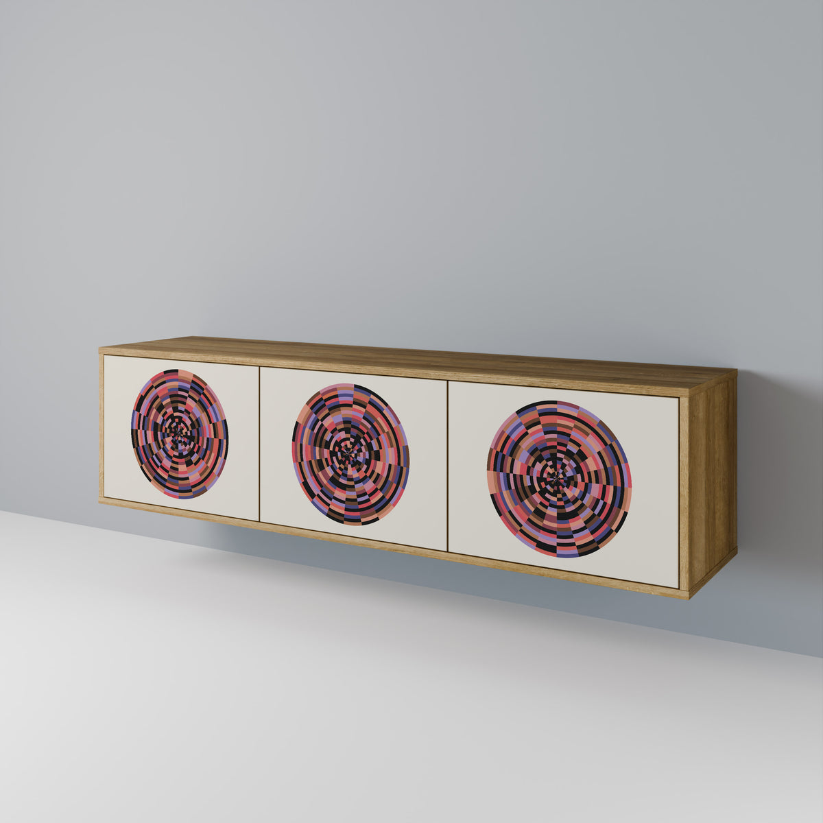 BROWN CIRCLES Mueble de TV de 3 Puertas
