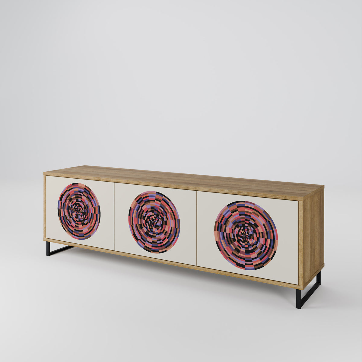 BROWN CIRCLES Mueble de TV de 3 Puertas