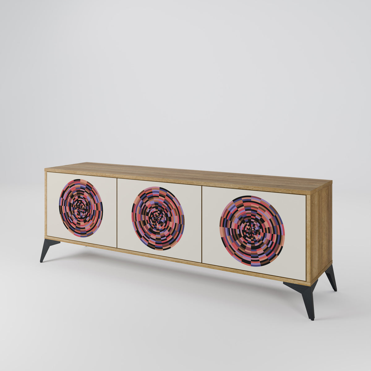 BROWN CIRCLES Mueble de TV de 3 Puertas