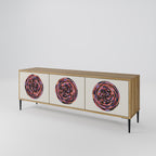 BROWN CIRCLES 3-Door TV Stand in Oak Effect