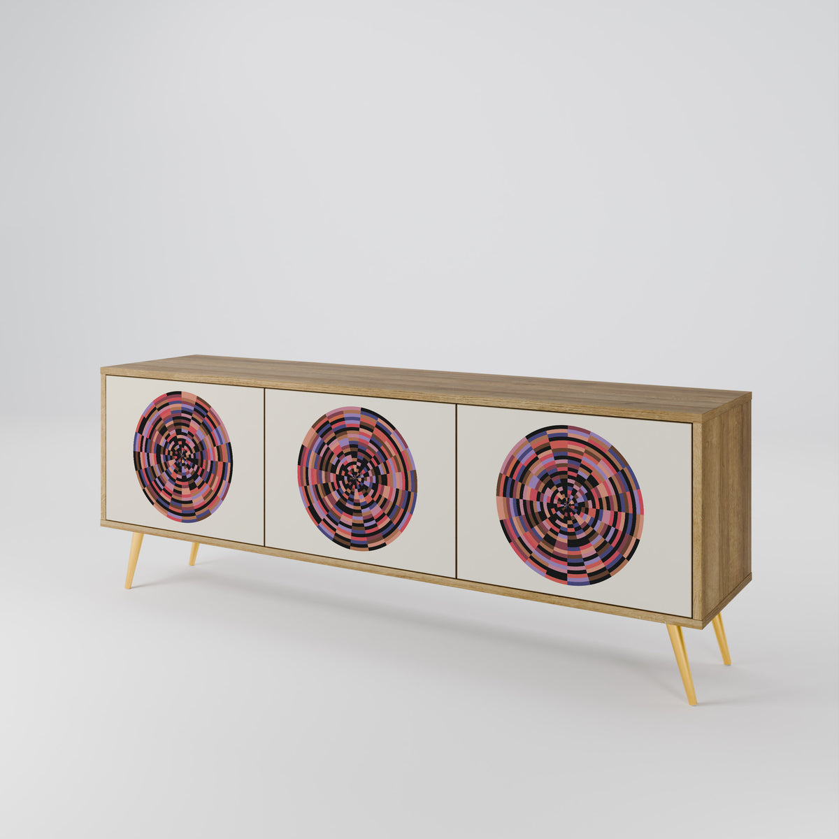 BROWN CIRCLES Mueble de TV de 3 Puertas