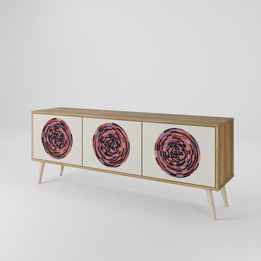 BROWN CIRCLES Mueble de TV de 3 Puertas