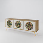 GREEN CIRCLES 3-Door TV Stand in Oak Effect