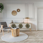 GREEN CIRCLES 3-Door TV Stand in Oak Effect