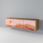 LUMINOUS SUNLIGHT 3-Door TV Stand in Oak Effect