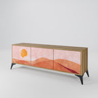 LUMINOUS SUNLIGHT 3-Door TV Stand in Oak Effect