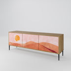 LUMINOUS SUNLIGHT 3-Door TV Stand in Oak Effect