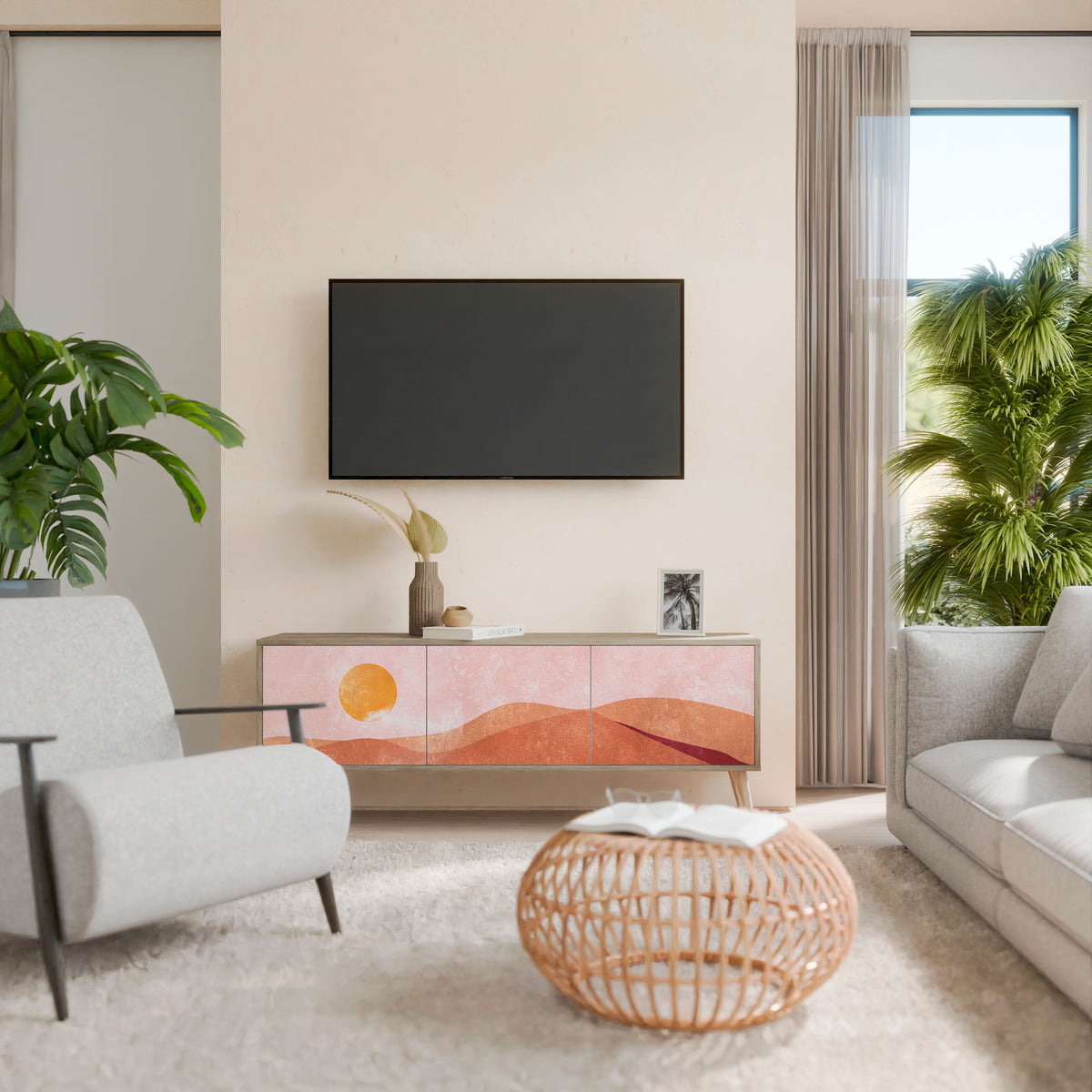 LUMINOUS SUNLIGHT Mueble de TV de 3 Puertas